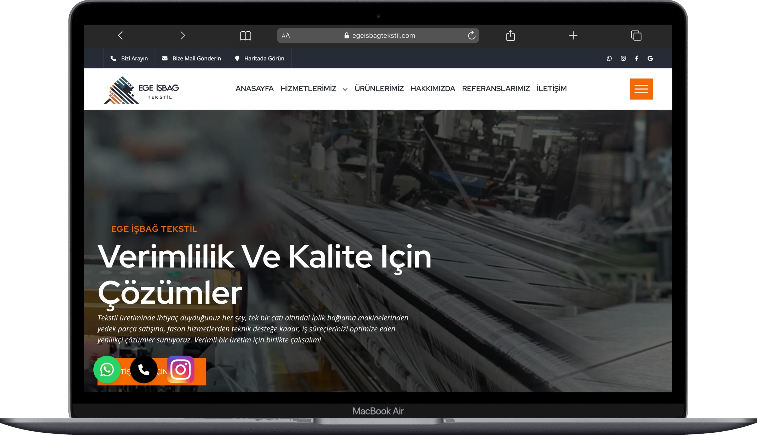 Ege İsbag Tekstil web sitesi